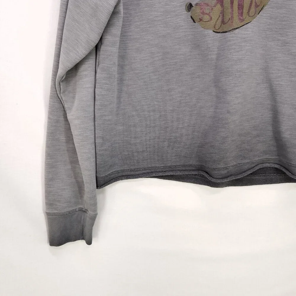 Anthropologie Saturday Sunday Sweatshirt Womens Large Go Bananas Distress Gray_8